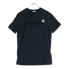 MONCLER (モンクレール) 24AW フロッキーロゴプリント ワッペン クルーネック 半袖Tシャツ カットソー ブラック J20918C00024 8390T
