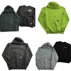 古着卸 まとめ売り カーハート CARHARTT スウェット 6枚セット (メンズ XS /S ) ワンポイント フーディー ブラック 中古 古着 ND8488