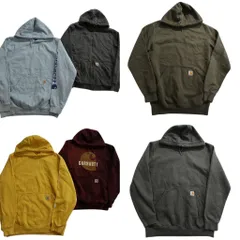 古着卸 まとめ売り カーハート CARHARTT スウェット 6枚セット (メンズ S /M /L ) フルジップ 袖プリント ワンポイント 中古 古着 ND8487
