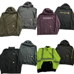 古着卸 まとめ売り カーハート CARHARTT スウェット 8枚セット (メンズ L /XL ) スタンドカラー ハーフジップ 袖ロゴ 中古 古着 ND8485