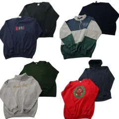 古着卸 まとめ売り USA製 スウェット 8枚セット (メンズ XL ) LEE 英文字 フーディー スタンドカラー ラグラン 中古 古着 ND8540