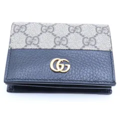 GUCCI (グッチ) GGマーモント 二つ折りコンパクトウォレット コインケース ブラック×ベージュ レザー×PVC 658610 ゴールド金具