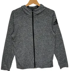 adidas/アディダス フルジップ ジップアップ パーカー フーディー 長袖 袖プリント ジャージ Vietnam製 グレー