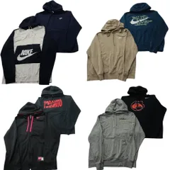 古着卸 まとめ売り ナイキ NIKE スウェット 8枚セット (メンズ L ) バイカラー ハーフジップ フーディー スウォッシュロゴ 中古古着 ND8594