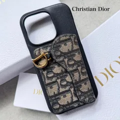 Christian Dior クリスチャンディオール iPhone14pro ケース カバー オブリーク サドル トロッターネイビー  紺 ゴールド金具 キャンバス レザー