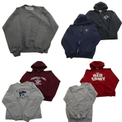 古着卸 まとめ売り オールドスウェット 7枚セット (メンズ S /M ) ラッセル フルーツオブザルーム ラグラン フルジップ 中古 古着 ND8629