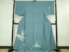 平和屋着物●本加賀友禅作家　南克治　訪問着　風景松笹文　暈し染め　正絹　逸品　AABF4453ph 平和屋着物○本加賀友禅作家 南克治 訪問着 地紙枝花