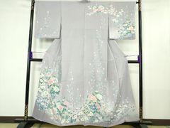 美品 正絹 手描き友禅振袖 7点フルセット 裄70cm 花車文様 古典柄 成人 