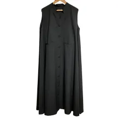 美品 22年商品 mizuiro ind ミズイロインド スタンドカラー フレア ロングジレ ワンピース  ブラック レディース 古着 中古 USED