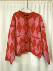 アーガイル ニット カーディガン