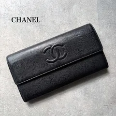 CHANEL シャネル 長財布 デカココ ココマーク キャビアスキン フラップウォレット ブラック 黒 レザー