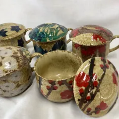 蓋付き茶碗蒸し器　バラエティーセット　5客　四季の草花　T313