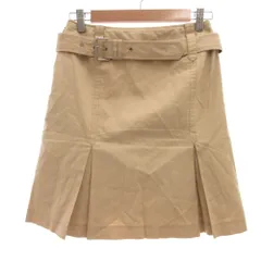 バーバリーブルーレーベル BURBERRY BLUE LABEL ミニスカート 台形 ベルト スリット 36 ベージュ /JS ■GY47