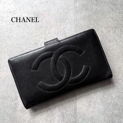 CHANEL シャネル キャビアスキン がま口財布 ココマーク デカココ ブラック 黒 ゴールド金具 長財布 レザー　a12