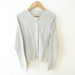 美品 NARACAMICIE ナラカミーチェ ビジューボタンブライト畦クルーカーディガン 30-81-11-507 2 ライトグレー レディース 古着 中古 USED