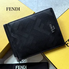 美品 FENDI フェンディ M0281 ズッカ マネークリップ カードホルダー エンボス ブラック シルバー金具