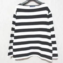 良品 SAINT JAMES セントジェームス ウェッソン ワイドボーダー バスクシャツ カットソー SM ブラック×ホワイト レディース 古着 中古 USED