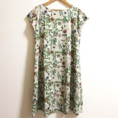 美品 Jocomomola ホコモモラ Wising rain フレンチスリーブ ボタニカルワンピース GJEGA71198 サイズ40 ベージュ レディース 古着 中古 USED