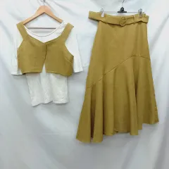 MURUA ムルーア ビスチェセット バックオープントップスウェーブアシメマーメイドスカート マスタード F 〇□・〇◇☆