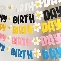フェルトガーランド キッズ 誕生日 飾り付け おしゃれ 花 旗 デイジー フラワー 北欧 無地 ハッピーバースデー ナチュラル 飾り 子供部屋 おうちスタジオ ベビー 赤ちゃん 子供 撮影 フォト SNS映え アウトドア インテリア 生地 ak13-pa0