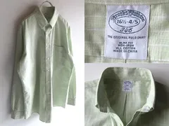 Brooks Brothers 346 ブルックスブラザーズ チェック コットン BDシャツ 16H 4/5 ライトグリーン ホワイト