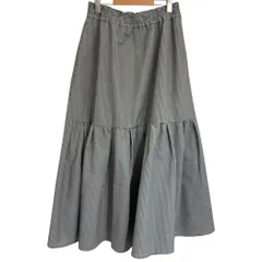 美品 BLUE LABEL CRESTBRIDGE ブルーレーベルクレストブリッジ シアサッカー ギンガムチェック ロングスカート 38 ブラック×ホワイト レディース 古着 中古 USED