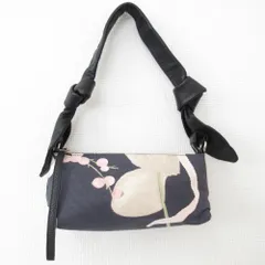 Salvatore Ferragamo サルヴァトーレフェラガモ フラワープリント レザーコンビ セミショルダーバッグ グレー レディース 古着 中古 USED