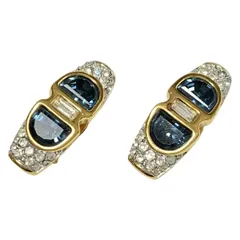 SWAROVSKI(スワロフスキー) イヤリング - ゴールド×ネイビー×クリア