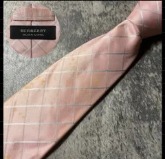 BURBERRY BLACK LABEL バーバリー ブラックレーベル ピンク チェック シルク ネクタイ[MSE217]
