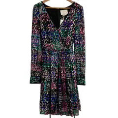 未使用 Kate Spade ケイトスペード ラメ ジャガード カシュクール ミニドレス ワンピース サイズ0 ブラック マルチカラー レディース 古着 中古 USED