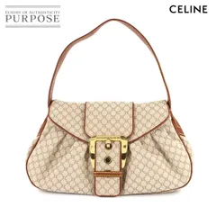 新品同様 セリーヌ CELINE マカダム ハンド バッグ キャンバス レザー ベージュ ブラウン ゴールド 金具 ヴィンテージ 90311071