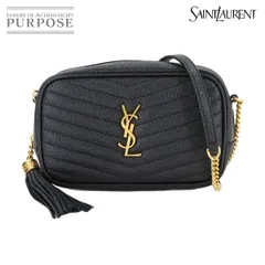 新品同様 サンローラン SAINT LAURENT ルー チェーン ショルダー バッグ レザー ブラック 612579 Lou Shoulder Bag 90312360