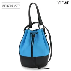 未使用 展示品 ロエベ LOEWE バルーン ミディアム 2way ハンド ショルダー バッグ レザー ブルー ブラック Balloon Bag 90312362