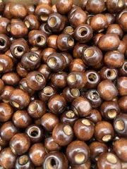 天然木ビーズ 約400個 10mm 穴径4mm ダークブラウン 丸ビーズ ハンドメイド パー