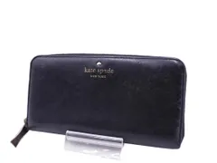 kate spade ケイトスペード 牛革 レザー ラウンドジップ 長 財布 黒 ■■ レディース