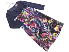 SunaUna スーナウーナ 花柄 Iライン ワンピース size38/濃紺 ■◇ レディース