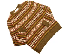 B:MING BEAMS ビームス ウール混 フェアアイル柄 ニット セーター sizeS/カーキ ◇■ メンズ