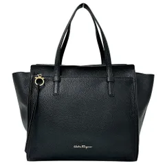 フェラガモ Ferragamo バッグ レディース ブランド トートバッグ ハンドバッグ ガンチーニ レザー ブラック 黒 大容量 大きめ おしゃれ 【中古】
