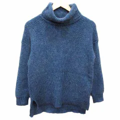 グローバルワーク GLOBAL WORK ニット セーター タートルネック 長袖 モヘヤ混 S 青 ブルー /YK