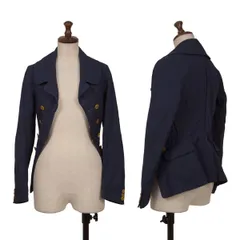 コムコム コムデギャルソンCOMME des GARCONS ポリタイトシルエットダブルジャケット 紺SS