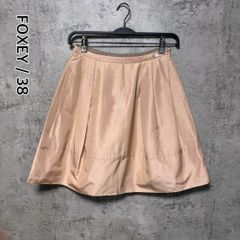 FOXEY フォクシー シルクフレアスカート ロゴプレート 40サイズ