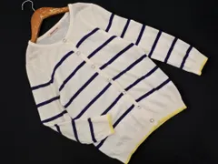 Apuweiser-riche アプワイザーリッシェ ビジューボタン ボーダー カーディガン size2/白ｘ紺 ■◇ レディース