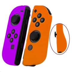 Switch Joy-Con用 シリコンケース (L)/(R) カバー スイッチ コントローラ用 保護ケース キズ防止 滑り止め (左紫＋右オレンジ)