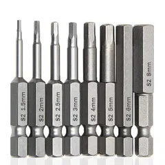 サムコス 六角レンチビット インパクトドライバービット 精密ドライバー 六角? 6.35mm 磁気吸着 1.5mmー8mm ドリル ビット工具 50mm長六角ビット 8本セット
