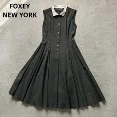 洗える！フォクシー　襟付きロングフレアワンピース　ノースリーブ　グレー　日本製