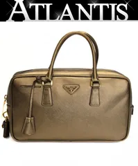 プラダ PRADA 三角ロゴ ハンドバッグ サフィアーノレザー ゴールド 【73691】
