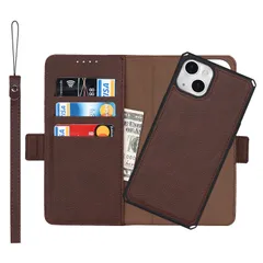 縄掛け 携帯カバー 合成PUレザー+TPU 内蔵マグネット 取り外し自由 財布型カード収納 分離式両用2way 横開きスタンド機能 背面カバー ストラップ付き iPhone14 for スマホケース for アイフォン14 ケース手帳型 14 耐衝撃 iPho
