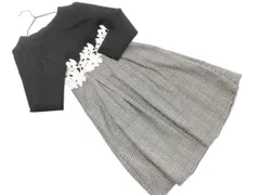 tocco closet トッコクローゼット グレンチェック 花柄 レース ドッキング ワンピース sizeM/黒ｘグレー ◇■ レディース