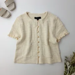 ZARA ザラ フリル ニットカーディガン ツイードデザイン ゴールドボタン  (51E＋8655)26N