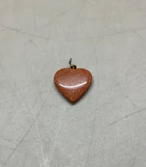 SN1113 ゴールドストーン？ ラメ キラキラ ハート ハート型 アンティーク ペンダントトップ ネックレストップ